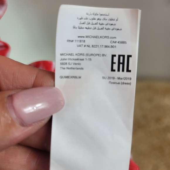 MICHAEL KORS CORAL & WHITE CHAIN NECK SLEEVELESS  STRETCH DRESS SZ: M - Picture 6 of 16